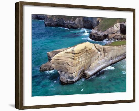 Cliffs at Tunnel Beach, Dunedin, New Zealand-David Wall-Framed Photographic Print