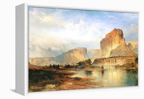 Cliffs of Green River-Thomas Moran-Framed Stretched Canvas