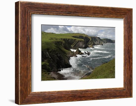 Cliffs Showing Rock Striations and Geological Folding, Pettico Wick, Berwickshire, Scotland, UK-Linda Pitkin-Framed Photographic Print