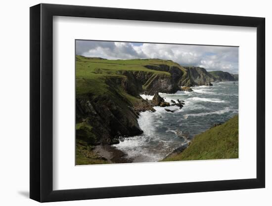 Cliffs Showing Rock Striations and Geological Folding, Pettico Wick, Berwickshire, Scotland, UK-Linda Pitkin-Framed Photographic Print