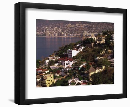 Cliffside Homes on Acapulco Bay, Mexico-Walter Bibikow-Framed Photographic Print