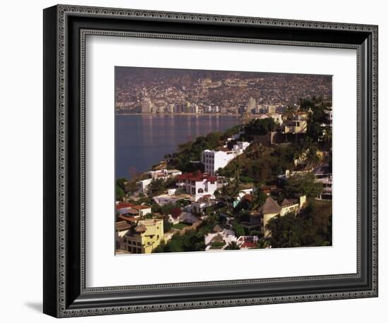 Cliffside Homes on Acapulco Bay, Mexico-Walter Bibikow-Framed Photographic Print