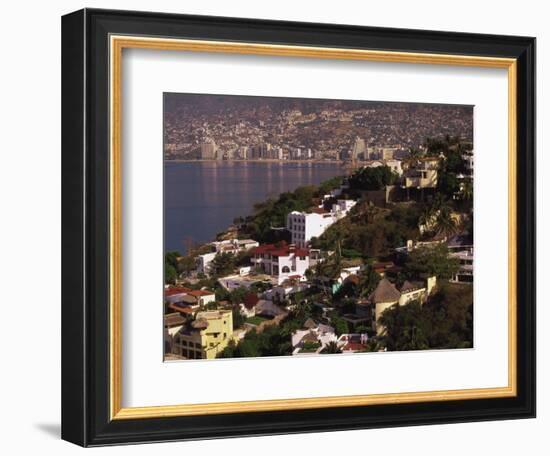 Cliffside Homes on Acapulco Bay, Mexico-Walter Bibikow-Framed Photographic Print