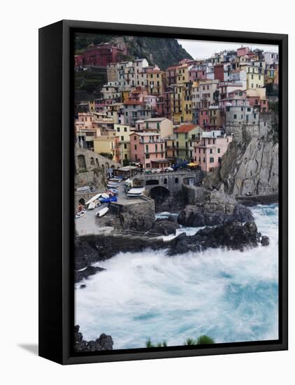 Clifftop Village of Manarola, Cinque Terre, UNESCO World Heritage Site, Liguria, Italy, Europe-Christian Kober-Framed Premier Image Canvas