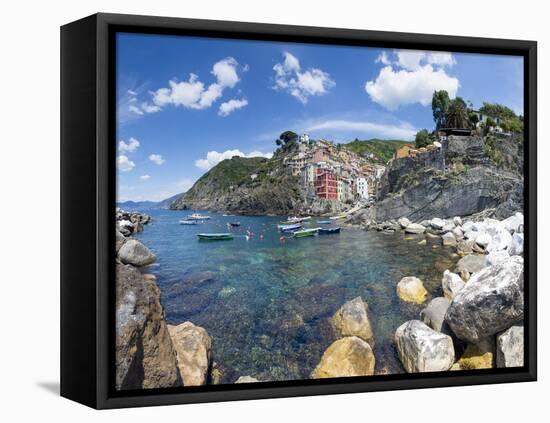 Clifftop Village of Riomaggiore, Cinque Terre, UNESCO World Heritage Site, Liguria, Italy, Europe-Gavin Hellier-Framed Premier Image Canvas