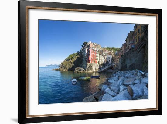 Clifftop Village of Riomaggiore, Cinque Terre, UNESCO World Heritage Site, Liguria, Italy, Europe-Gavin Hellier-Framed Photographic Print