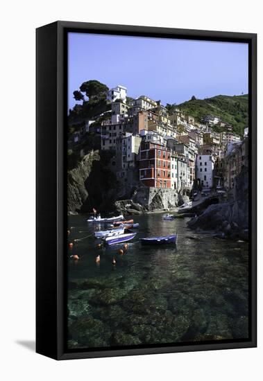 Clifftop Village of Riomaggiore, Cinque Terre, UNESCO World Heritage Site, Liguria, Italy, Europe-Gavin Hellier-Framed Premier Image Canvas