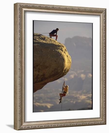 Climber Dangling-null-Framed Photographic Print