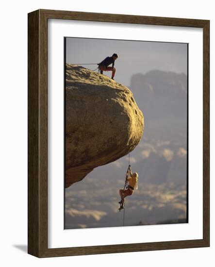 Climber Dangling-null-Framed Photographic Print