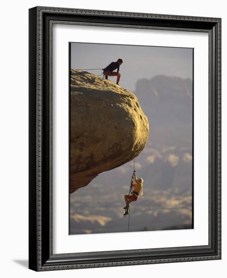 Climber Dangling-null-Framed Photographic Print