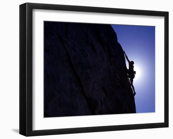 Climber on Castle Rock Ranch, City of Rocks National Reserve, Idaho, USA-Howie Garber-Framed Photographic Print