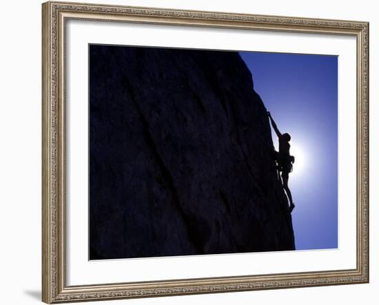 Climber on Castle Rock Ranch, City of Rocks National Reserve, Idaho, USA-Howie Garber-Framed Photographic Print