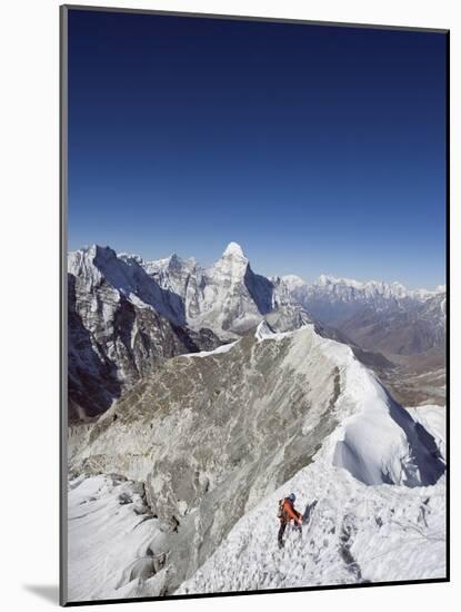 Climber on Summit Ridge of Island Peak, Solu Khumbu Everest Region, Sagarmatha National Park-Christian Kober-Mounted Photographic Print