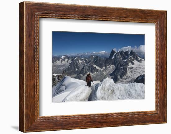 Climbers approaching the Tunnel to the Aiguile du Midi, 3842m, Graian Alps, Chamonix, Haute Savoie,-James Emmerson-Framed Photographic Print