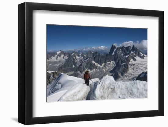 Climbers approaching the Tunnel to the Aiguile du Midi, 3842m, Graian Alps, Chamonix, Haute Savoie,-James Emmerson-Framed Photographic Print