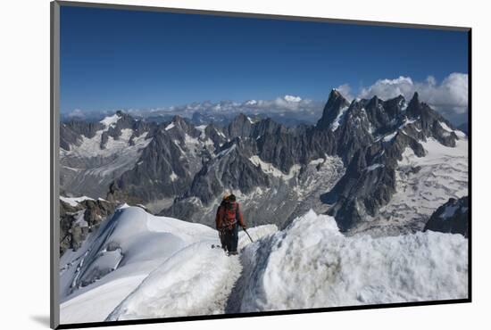 Climbers approaching the Tunnel to the Aiguile du Midi, 3842m, Graian Alps, Chamonix, Haute Savoie,-James Emmerson-Mounted Photographic Print