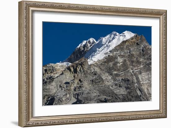 Climbers make their way to summit of Lobuche, 6119m peak in Khumbu (Everest), Nepal, Himalayas-Alex Treadway-Framed Photographic Print