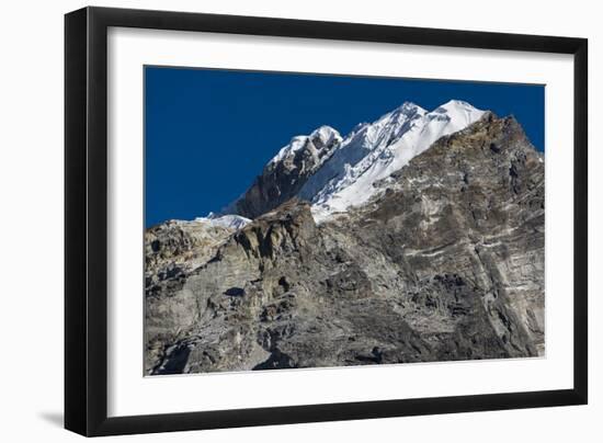 Climbers make their way to summit of Lobuche, 6119m peak in Khumbu (Everest), Nepal, Himalayas-Alex Treadway-Framed Photographic Print