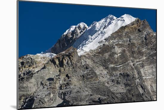 Climbers make their way to summit of Lobuche, 6119m peak in Khumbu (Everest), Nepal, Himalayas-Alex Treadway-Mounted Photographic Print