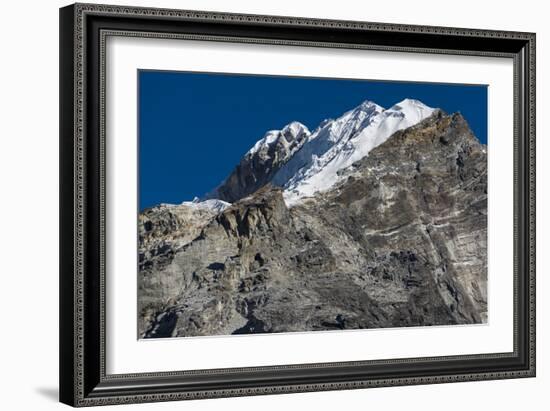 Climbers make their way to summit of Lobuche, 6119m peak in Khumbu (Everest), Nepal, Himalayas-Alex Treadway-Framed Photographic Print
