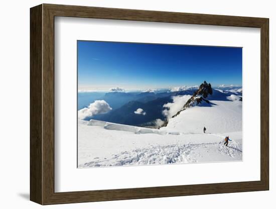 Climbers on Mont Blanc, Aiguille Du Midi, Chamonix, Rhone Alpes, Haute Savoie-Christian Kober-Framed Photographic Print