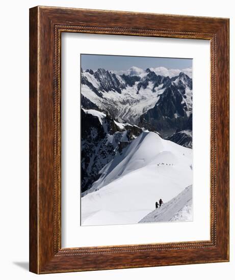 Climbers on Mont Blanc, Aiguille Du Midi, Mont Blanc Massif, Haute Savoie, French Alps, France, Eur-Angelo Cavalli-Framed Photographic Print