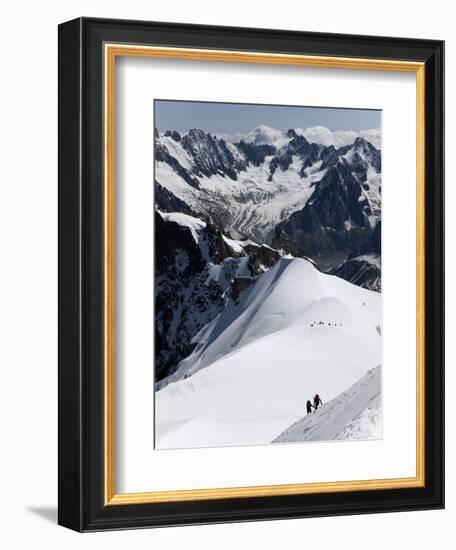 Climbers on Mont Blanc, Aiguille Du Midi, Mont Blanc Massif, Haute Savoie, French Alps, France, Eur-Angelo Cavalli-Framed Photographic Print