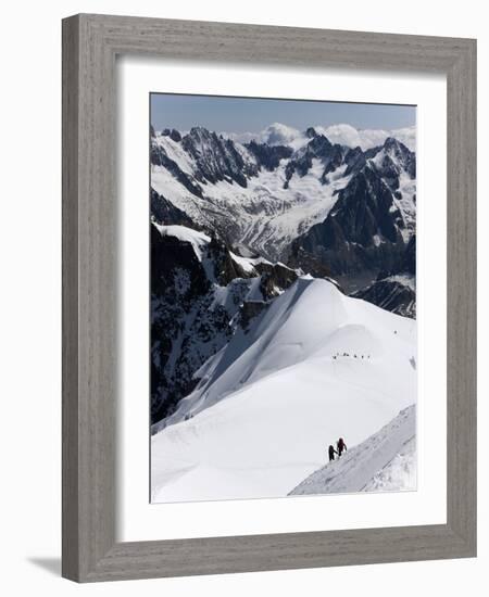 Climbers on Mont Blanc, Aiguille Du Midi, Mont Blanc Massif, Haute Savoie, French Alps, France, Eur-Angelo Cavalli-Framed Photographic Print