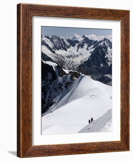 Climbers on Mont Blanc, Aiguille Du Midi, Mont Blanc Massif, Haute Savoie, French Alps, France, Eur-Angelo Cavalli-Framed Photographic Print