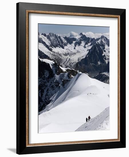 Climbers on Mont Blanc, Aiguille Du Midi, Mont Blanc Massif, Haute Savoie, French Alps, France, Eur-Angelo Cavalli-Framed Photographic Print