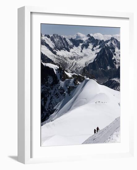 Climbers on Mont Blanc, Aiguille Du Midi, Mont Blanc Massif, Haute Savoie, French Alps, France, Eur-Angelo Cavalli-Framed Photographic Print