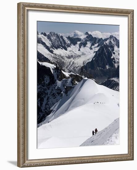 Climbers on Mont Blanc, Aiguille Du Midi, Mont Blanc Massif, Haute Savoie, French Alps, France, Eur-Angelo Cavalli-Framed Photographic Print