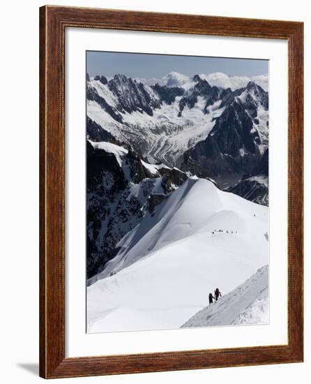 Climbers on Mont Blanc, Aiguille Du Midi, Mont Blanc Massif, Haute Savoie, French Alps, France, Eur-Angelo Cavalli-Framed Photographic Print