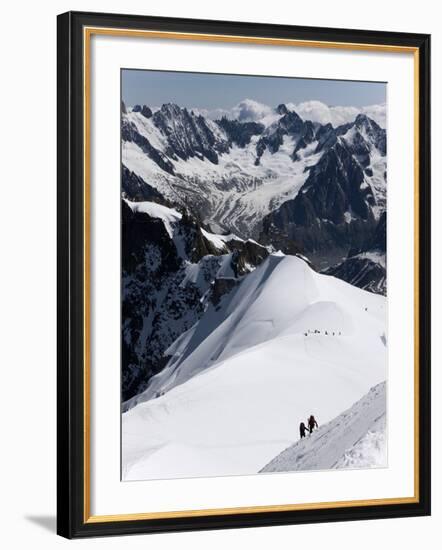 Climbers on Mont Blanc, Aiguille Du Midi, Mont Blanc Massif, Haute Savoie, French Alps, France, Eur-Angelo Cavalli-Framed Photographic Print