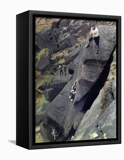 Climbers on Stanage Edge, Hathersage, Derbyshire, 1964-Michael Walters-Framed Premier Image Canvas