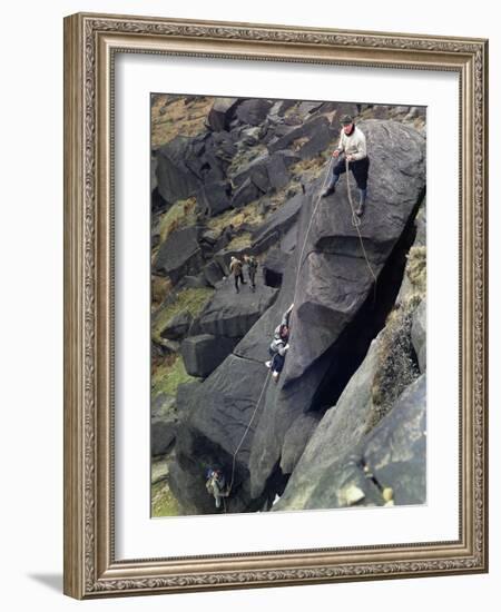 Climbers on Stanage Edge, Hathersage, Derbyshire, 1964-Michael Walters-Framed Photographic Print