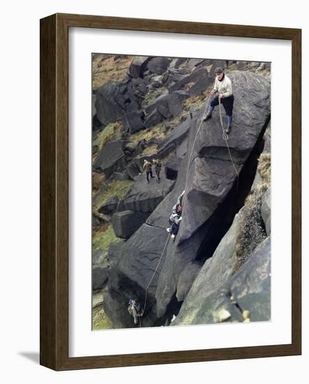 Climbers on Stanage Edge, Hathersage, Derbyshire, 1964-Michael Walters-Framed Photographic Print