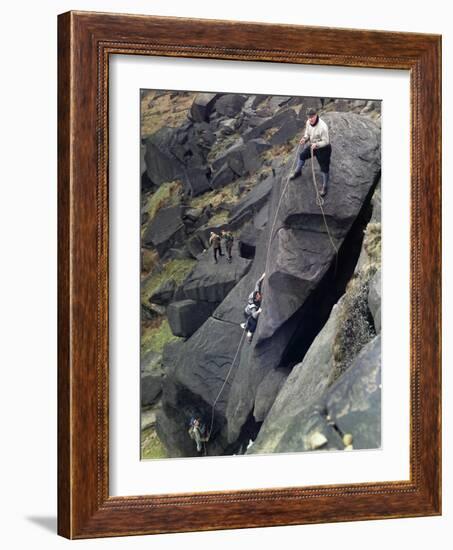 Climbers on Stanage Edge, Hathersage, Derbyshire, 1964-Michael Walters-Framed Photographic Print