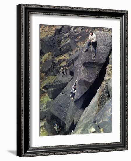 Climbers on Stanage Edge, Hathersage, Derbyshire, 1964-Michael Walters-Framed Photographic Print