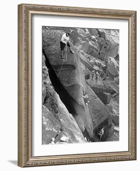 Climbers on Stanage Edge, Hathersage, Derbyshire, 1964-Michael Walters-Framed Photographic Print