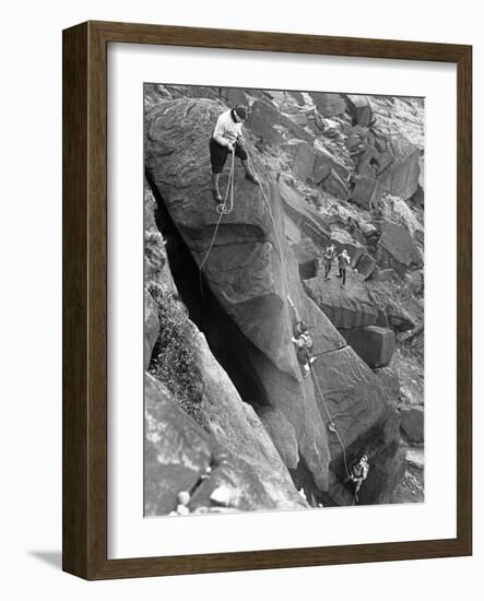 Climbers on Stanage Edge, Hathersage, Derbyshire, 1964-Michael Walters-Framed Photographic Print