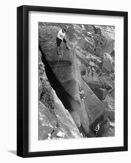 Climbers on Stanage Edge, Hathersage, Derbyshire, 1964-Michael Walters-Framed Photographic Print