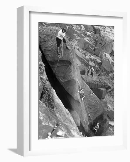 Climbers on Stanage Edge, Hathersage, Derbyshire, 1964-Michael Walters-Framed Photographic Print