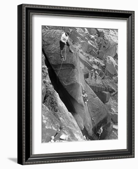 Climbers on Stanage Edge, Hathersage, Derbyshire, 1964-Michael Walters-Framed Photographic Print