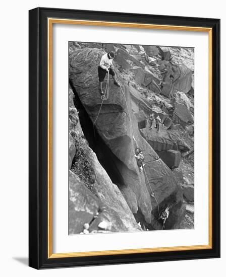 Climbers on Stanage Edge, Hathersage, Derbyshire, 1964-Michael Walters-Framed Photographic Print