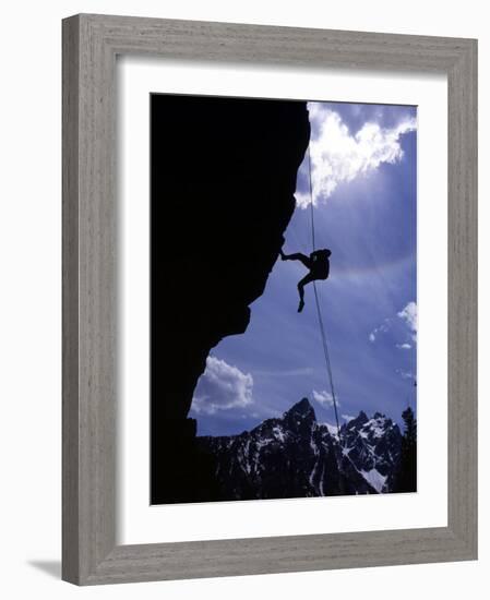 Climbing Baxter Pinnacle, Grand Teton National Park, Wyoming, USA-Howie Garber-Framed Photographic Print