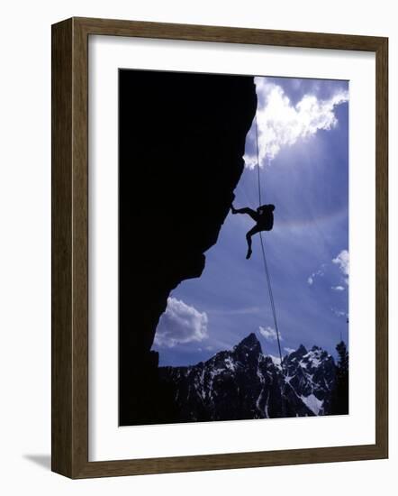 Climbing Baxter Pinnacle, Grand Teton National Park, Wyoming, USA-Howie Garber-Framed Photographic Print