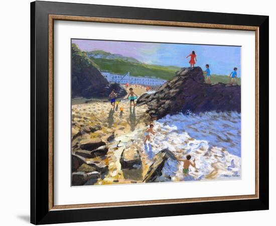 Climbing on the Rocks, St Ives-Andrew Macara-Framed Giclee Print