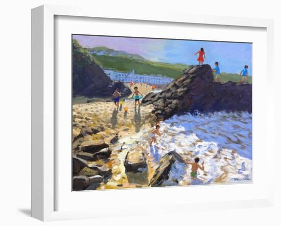 Climbing on the Rocks, St Ives-Andrew Macara-Framed Giclee Print