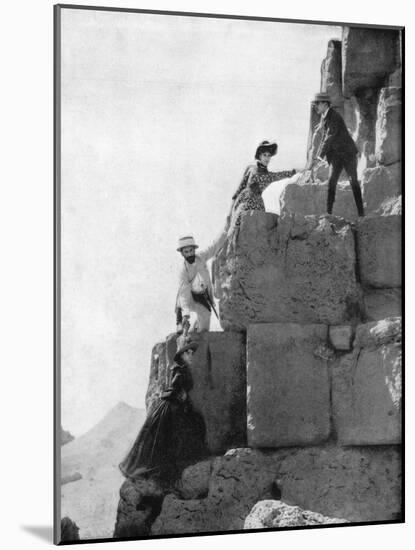 Climbing the Great Pyramid, Egypt, Late 19th Century-John L Stoddard-Mounted Giclee Print